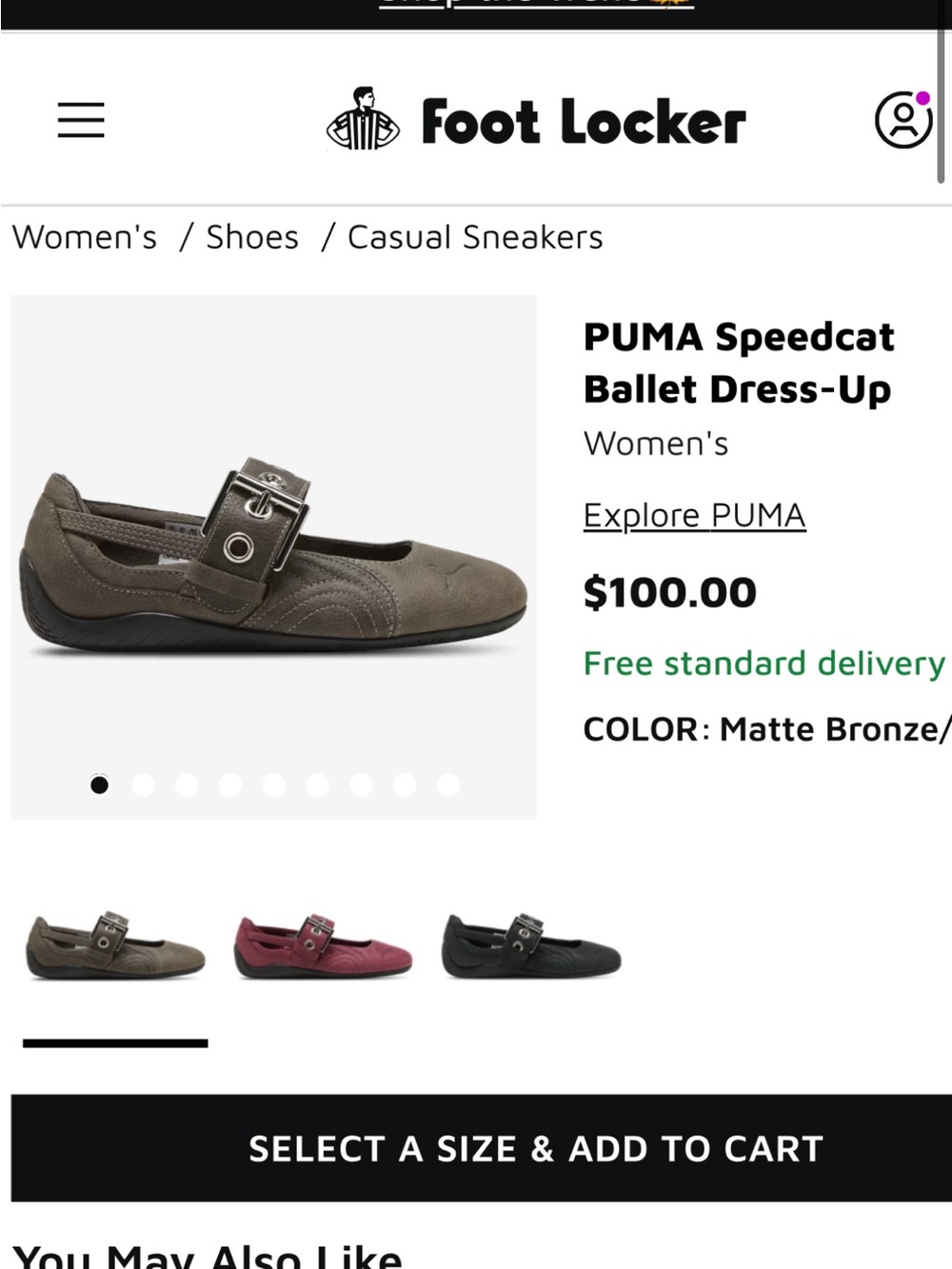 Puma Girls Gray Mary Jane Sneakers with Silver Grommet Strap - Picture 6 of 6
